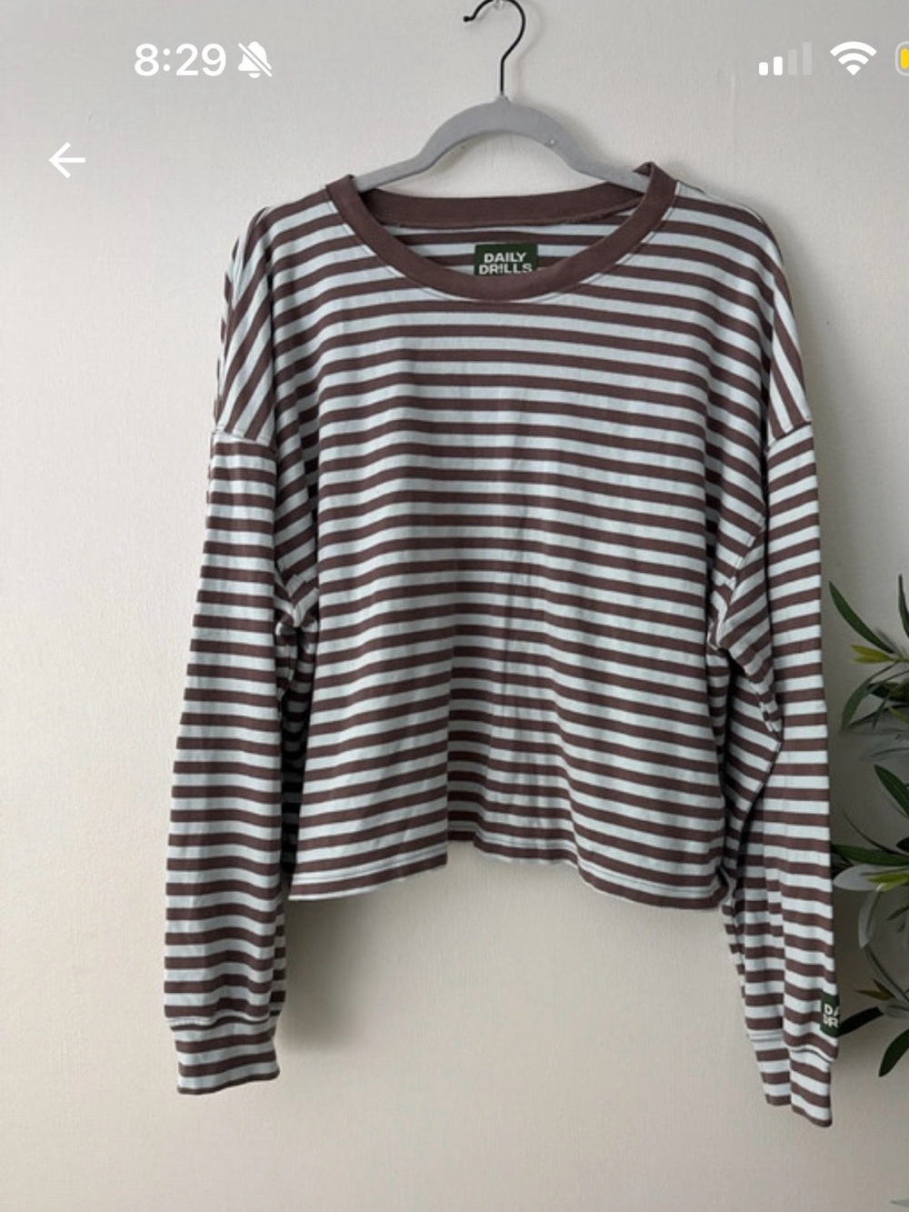 Daily Drills Striped Crewneck in coco and lake day- Women